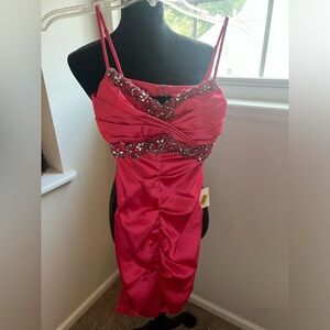 Dillards hot pink silk dress